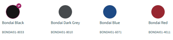 Zentofit Standard Fabric Options