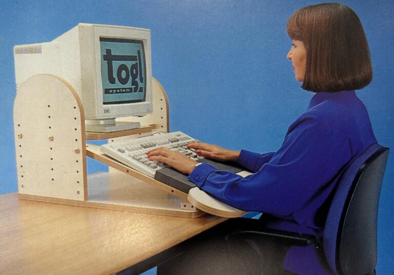 Meanwhile, pursuing another opportunity, we had been talking to Salisbury NHS Trust about a sloping computer workstation designed and developed in the Rehab Unit.