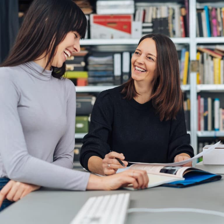 People working happily together